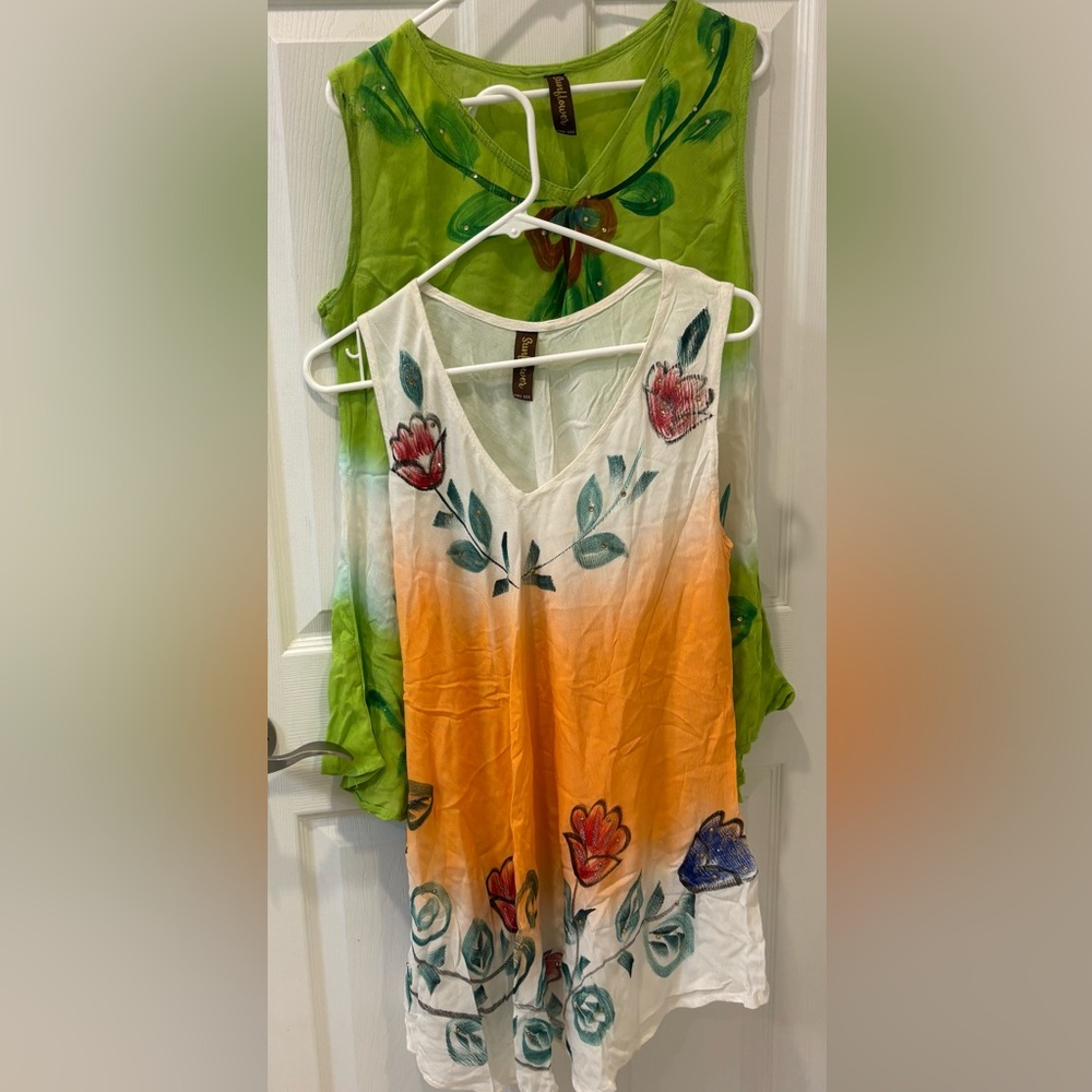 Sunflower Tie Dye Floral Beach Cover ups‎